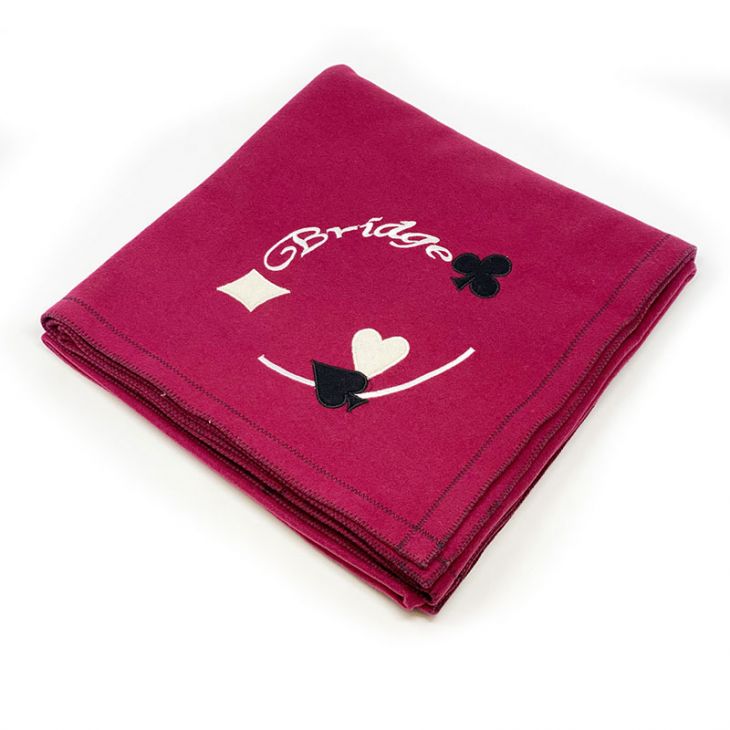 Burgundy Card Table Cover: Bridge and Card Suits Design main image