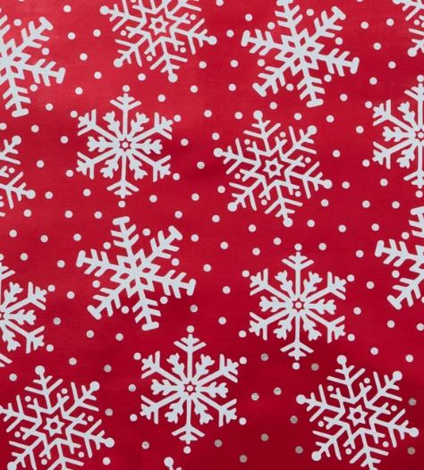 Red Snow Flakes Gift Wrapping Paper, 18ft x 40in (60 sq ft)